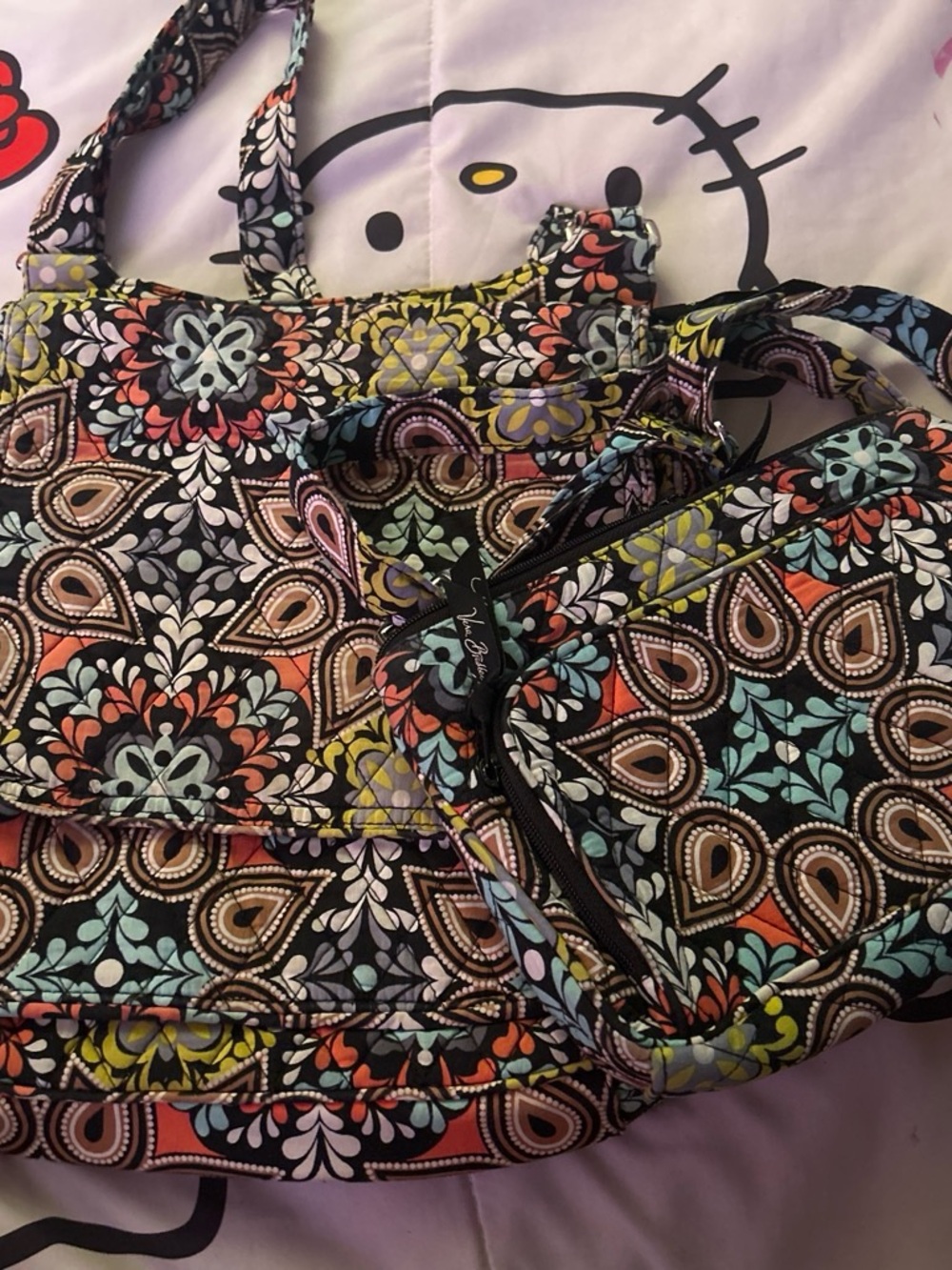 Vera Bradley Multicolor Floral Paisley Quilted Tote and Crossbody Set